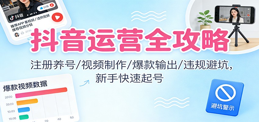 抖音运营全攻略：注册养号/视频制作/爆款输出/违规避坑，新手快速起号_菜菜笔记