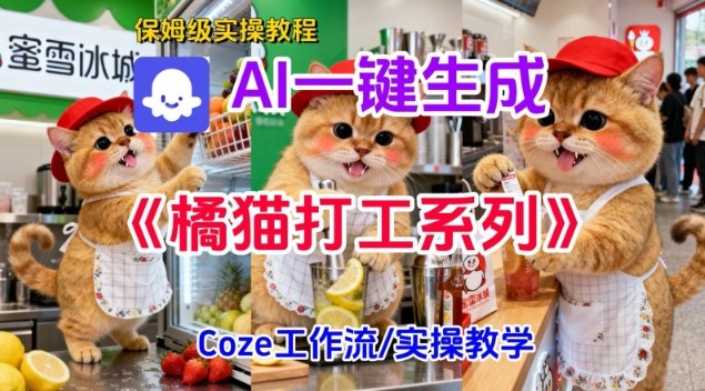 Coze扣子工作流一键生成胖橘猫打工短视频，保姆级实操搭建教学_菜菜笔记