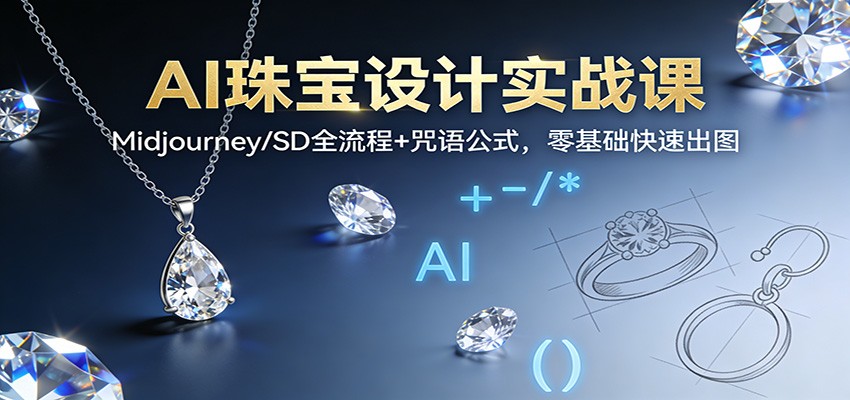 AI珠宝设计实战课：Midjourney/SD全流程+咒语公式，零基础快速出图_菜菜笔记