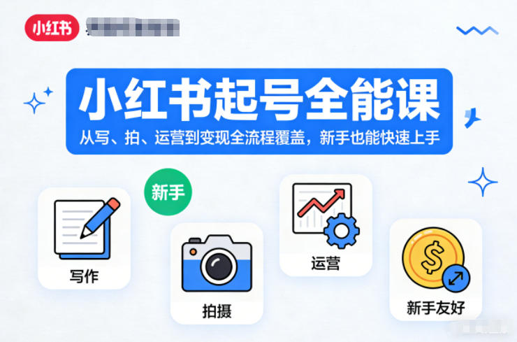 小红书起号全能课,从写、拍、运营到变现全流程覆盖,新手也能快速上手_菜菜笔记