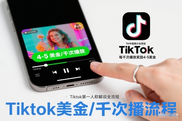 TK中视频计划项目，Tiktok第一人称解说流程，每干次播放奖励4-5美金_菜菜笔记