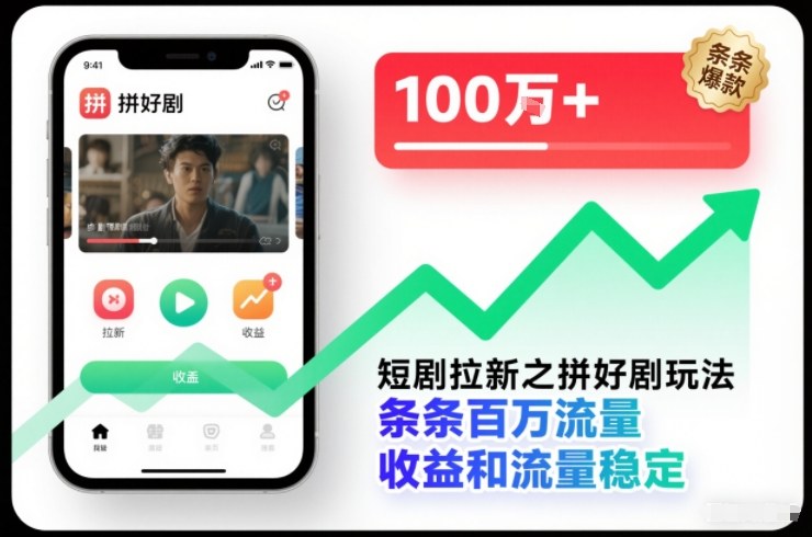 短剧拉新之拼好剧玩法，条条百万流量，收益和流量稳定_菜菜笔记