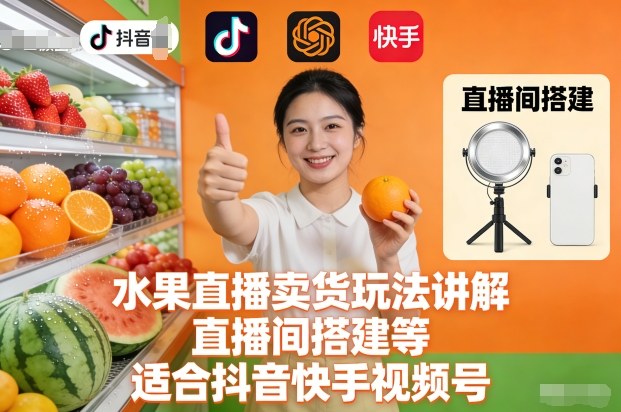 水果直播卖货玩法讲解、直播间搭建等，适合抖音快手视频号_菜菜笔记