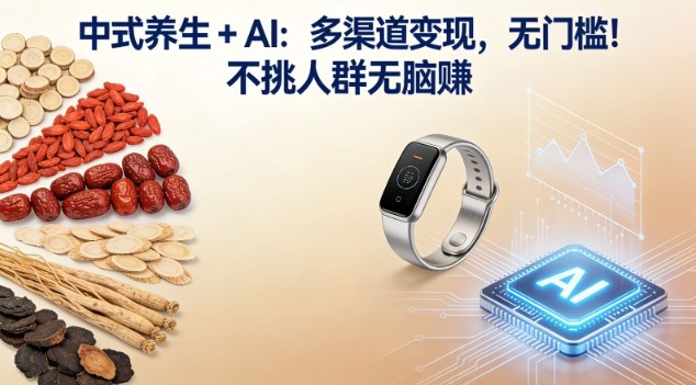 中式养生+AI：多渠道变现，无门槛，不挑人群无脑賺_菜菜笔记