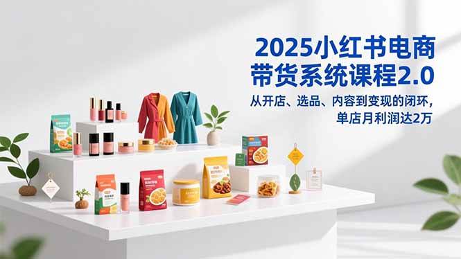 （16880期）2025小红书电商带货系统课程2.0，从开店、选品、内容到变现的闭环，单店月利润达2万_菜菜笔记