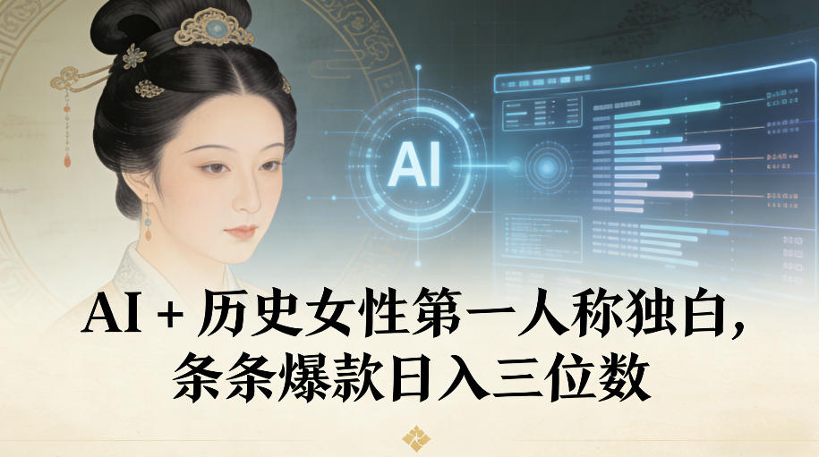 AI+历史女性第一人称独白，条条爆款日入三位数_菜菜笔记