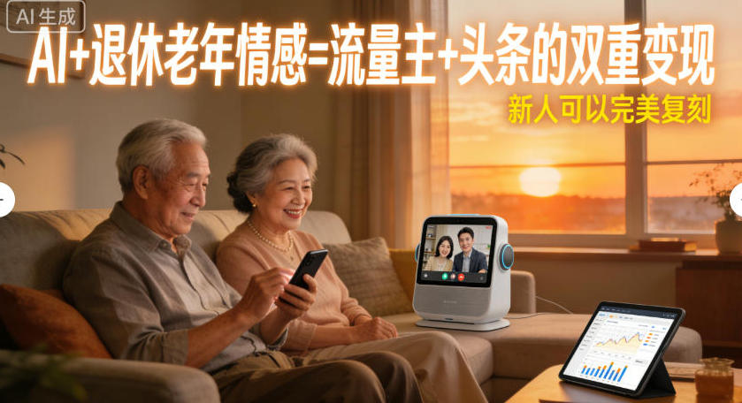 AI+退休老年情感=流量主+头条的双重变现，新人可以完美复刻_菜菜笔记