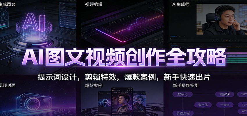 AI图文视频创作全攻略：提示词设计，剪辑特效，爆款案例，新手快速出片_菜菜笔记