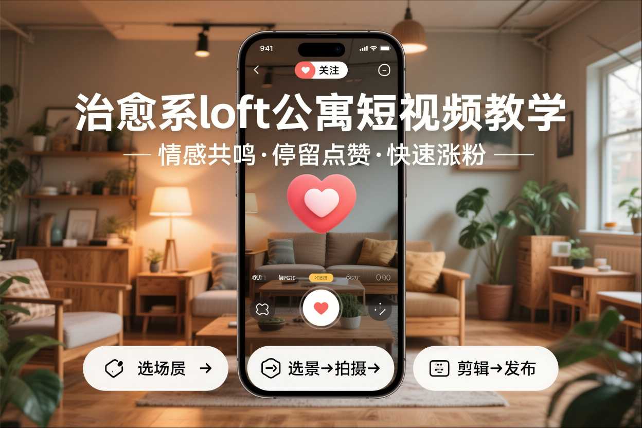 治愈系loft公寓短视频制作教学，情感共鸣引停留点赞关注，快速起号涨粉_菜菜笔记