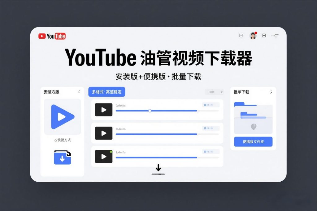 YouTube油管视频下载器安装版+便携版，可以批量下载多个视频_菜菜笔记