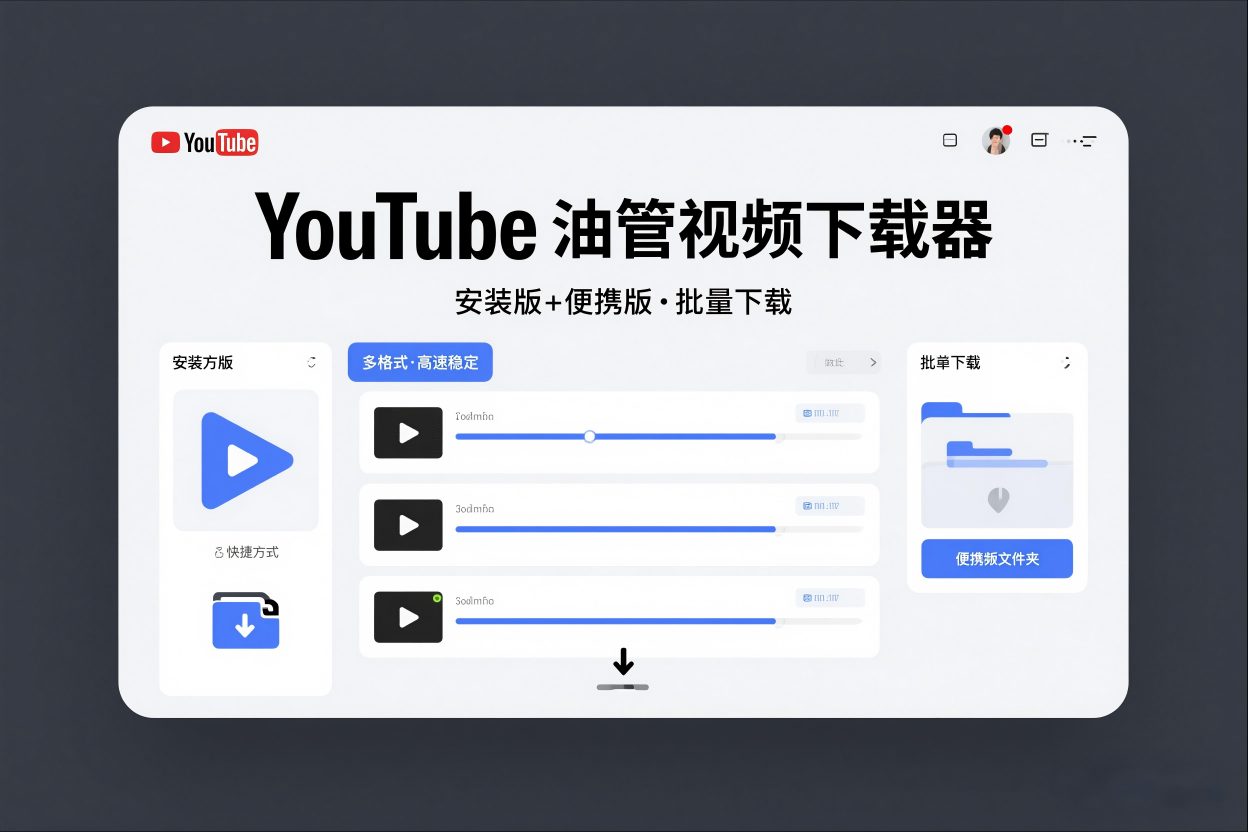 YouTube油管视频下载器安装版+便携版，可以批量下载多个视频_菜菜笔记