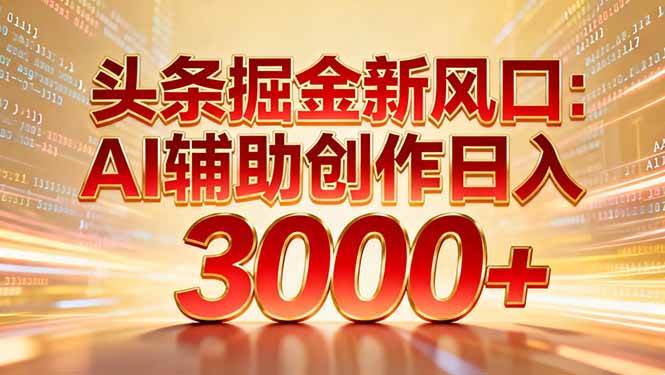 （16923期）头条掘金新风口：AI辅助创作日入3000+，矩阵玩法当天启动隔天见效_菜菜笔记