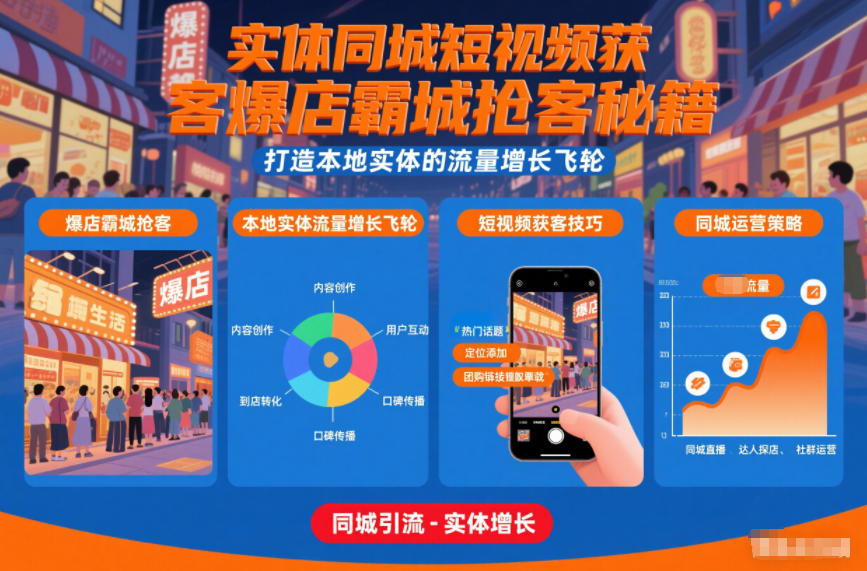 实体同城短视频获客爆店霸城抢客秘籍，打造本地实体的流量增长飞轮_菜菜笔记