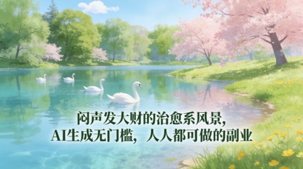 闷声发大财的治愈系风景，AI生成无门槛，人人都可做的副业_菜菜笔记