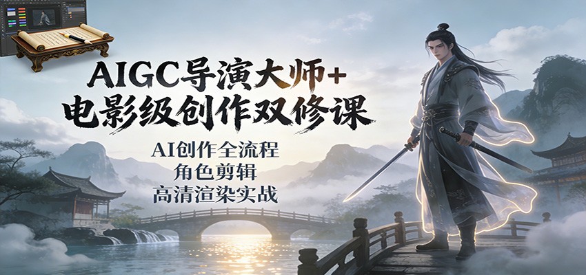 AIGC导演大师+电影级创作双修课：AI创作全流程、角色剪辑、高清渲染实战_菜菜笔记