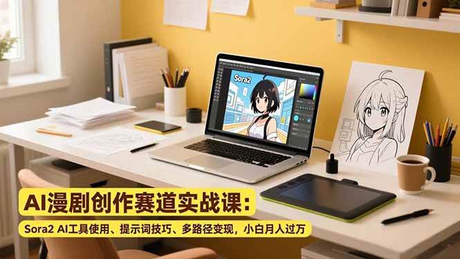 （16936期）AI漫剧创作赛道实战课：Sora2 AI工具使用、提示词技巧、多路径变现，小白月入过万_菜菜笔记