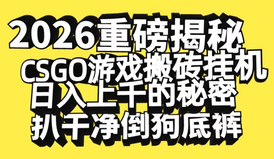 2026开年重磅解密，CSGO游戏搬砖挂机日入上千的秘密，把倒狗的底裤扒干_菜菜笔记