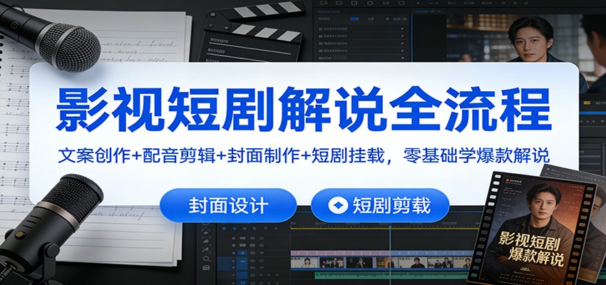 影视短剧解说全流程：文案创作+配音剪辑+封面制作+短剧挂载，零基础学爆款解说_菜菜笔记