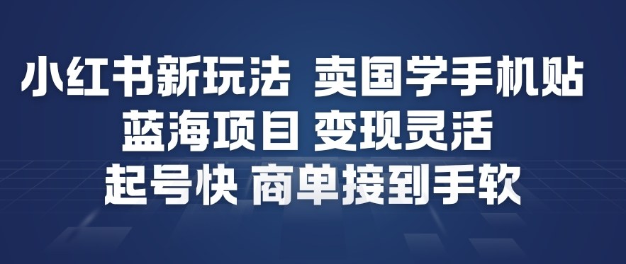 小红书新玩法，卖国学手机贴，蓝海项目，变现灵活，起号快，商单接到手软_菜菜笔记