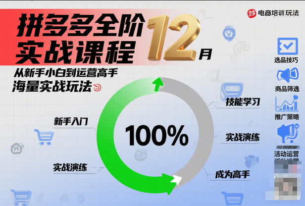 拼多多全阶实战课程12月，从新手小白到运营高手，海量实战玩法_菜菜笔记