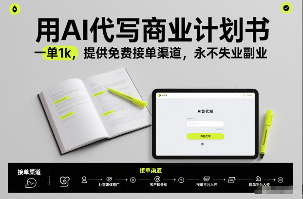 用AI代写商业计划书，一单1k，提供免费接单渠道，永不失业副业_菜菜笔记