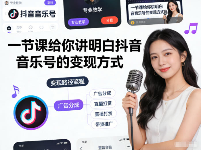 一节课给你讲明白抖音音乐号的变现方式_菜菜笔记