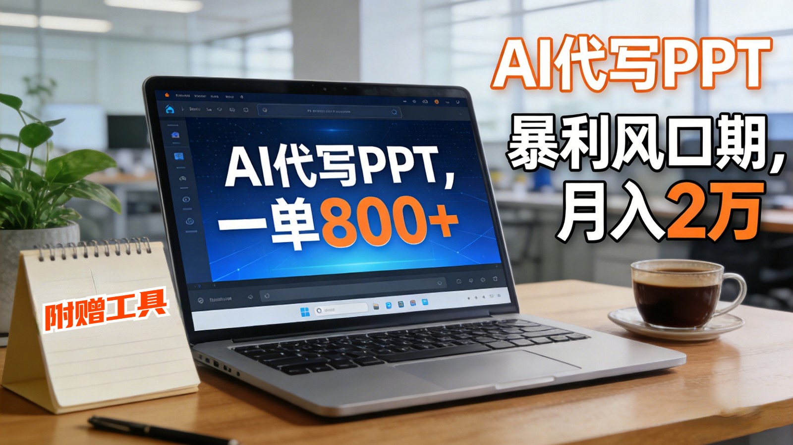 AI 代写做 PPT！一单狂赚 800+，风口期月入 2 万（工具 + 提示词直接送）_菜菜笔记