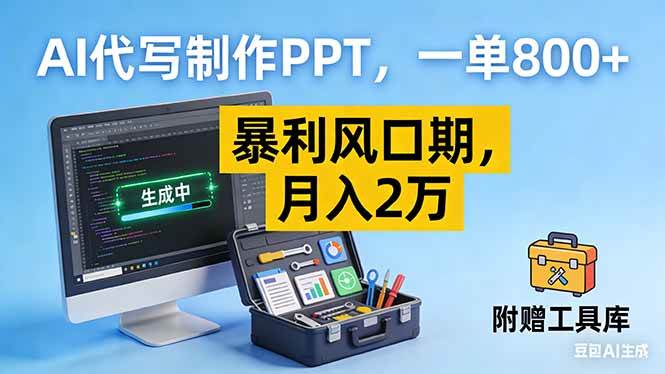 （16967期）AI代写制作PPT，一单800+， 暴利风口期，月入2万【附工具】_菜菜笔记
