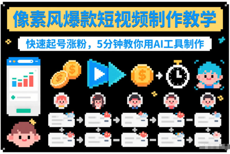 像素风爆款短视频制作教学，快速起号涨粉，5分钟教你用AI工具制作_菜菜笔记