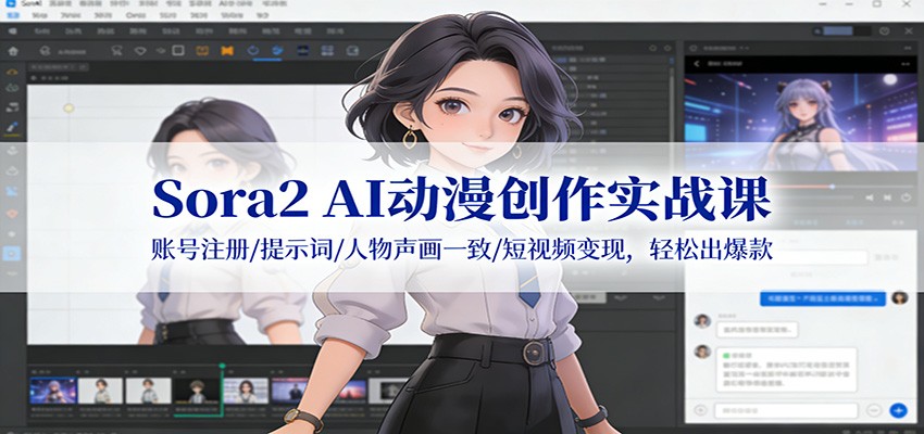 Sora2 AI动漫创作实战课：账号注册/提示词/人物声画一致/短视频变现，轻松出爆款_菜菜笔记