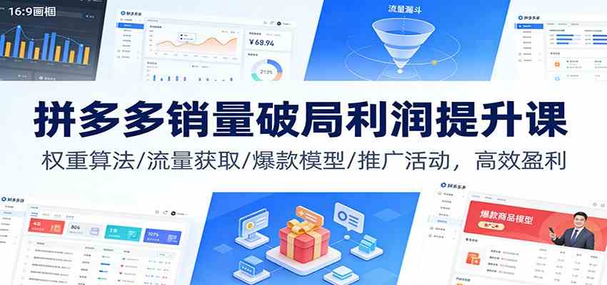 拼多多销量破局利润提升课：权重算法/流量获取/爆款模型/推广活动，高效盈利_菜菜笔记