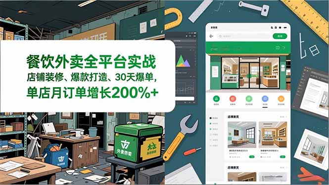 餐饮外卖全平台实战，店铺装修、爆款打造、30天爆单，手把手教学，单店月订单增长200%+_菜菜笔记
