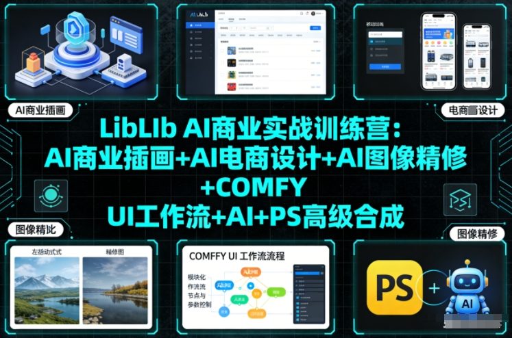 LibLIb AI商业实战训练营：AI商业插画+AI电商设计+AI图像精修+COMFY UI工作流+AI+PS高级合成_菜菜笔记