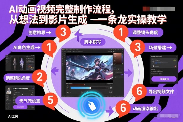 AI动画视频完整制作流程，从想法到影片生成一条龙实操教学_菜菜笔记