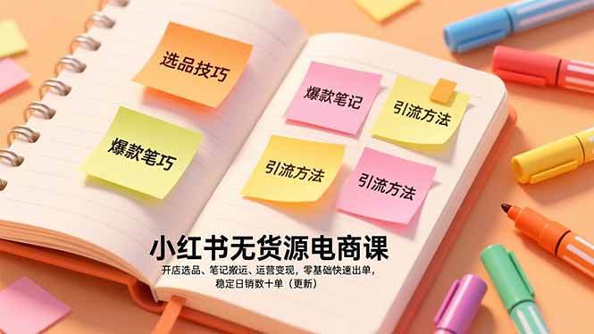 （17018期）小红书无货源电商课，开店选品、笔记搬运、运营变现，零基础快速出单，稳定日销数十单（更新）_菜菜笔记