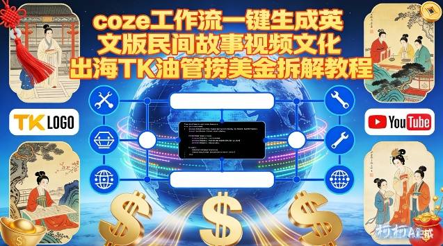 Coze扣子工作流一键生成英文版民间故事视频，文化出海TK油管捞美金拆解教程_菜菜笔记