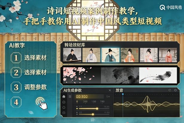古诗词短视频案例制作教学，手把手教你用AI制作中国风类型短视频_菜菜笔记