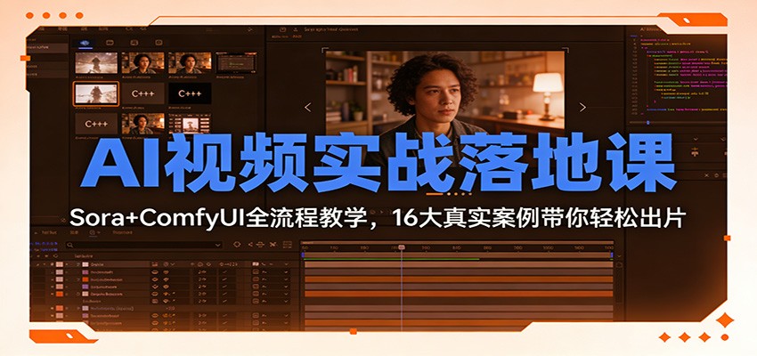 AI视频实战落地课：Sora+ComfyUI全流程教学，16大真实案例带你轻松出片_菜菜笔记