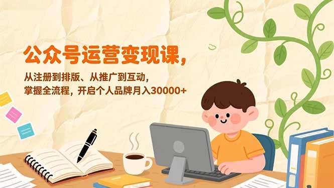 （17067期）公众号运营变现课，从注册到排版、从推广到互动，掌握全流程，开启个人品牌月入30000+_菜菜笔记