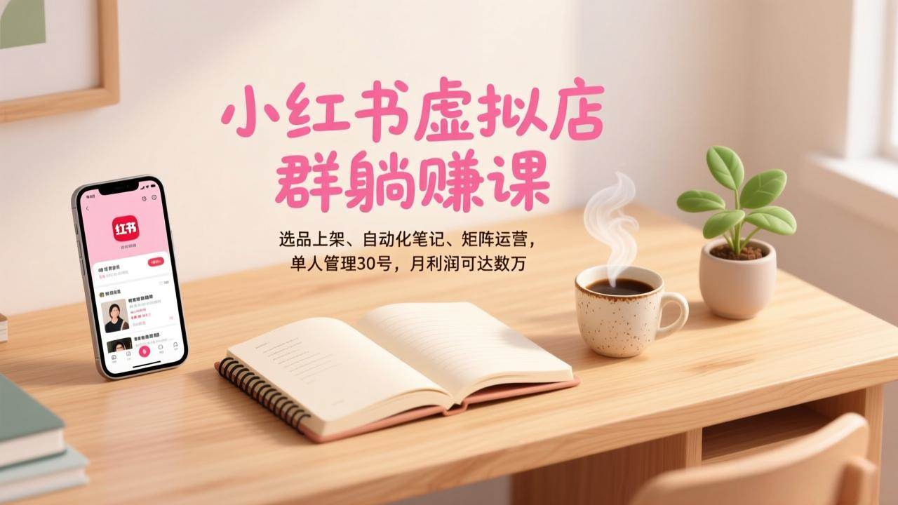 （17072期）小红书虚拟店群躺赚课，选品上架、自动化笔记、矩阵运营，单人管理30号，月利润可达数万_菜菜笔记