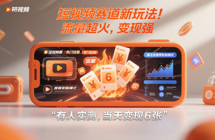 短视频赛道新玩法！流量超火，变现强，有人实测，当天变现6张_菜菜笔记