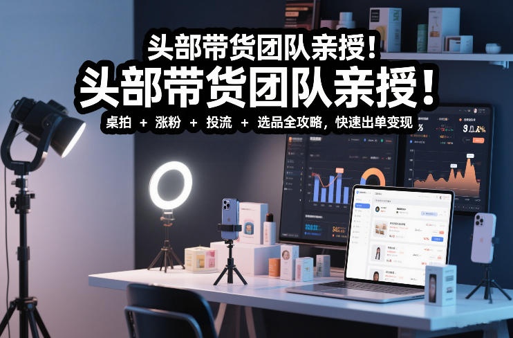 头部带货团队亲授！专业短视频实拍带货课：桌拍+涨粉+投流+选品全攻略，快速出单变现，月入2w+_菜菜笔记