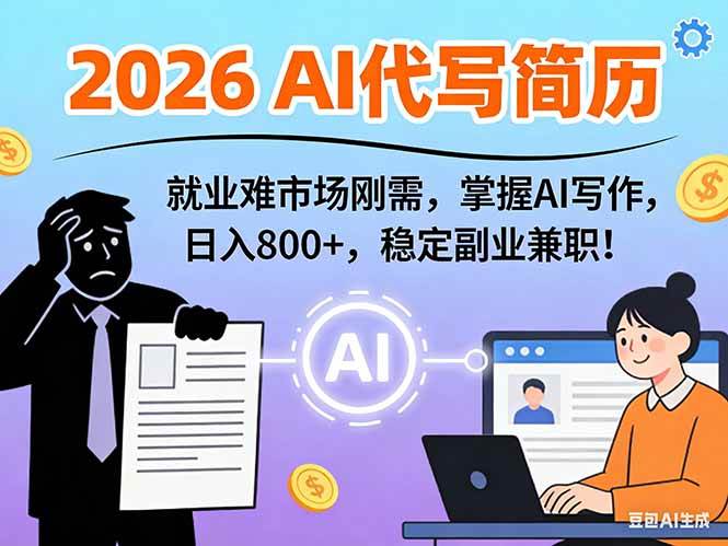 （17119期）AI代写简历，超暴利，用万能模板月入1-3万实战教程，2026年市场刚需！_菜菜笔记