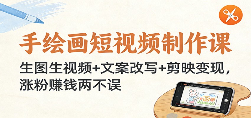 手绘画短视频制作课：生图生视频+文案改写+剪映变现，涨粉赚钱两不误_菜菜笔记
