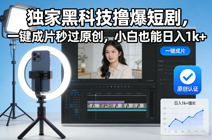独家黑科技撸爆短剧，一键成片秒过原创，小白也能日入1k+【揭秘】_菜菜笔记