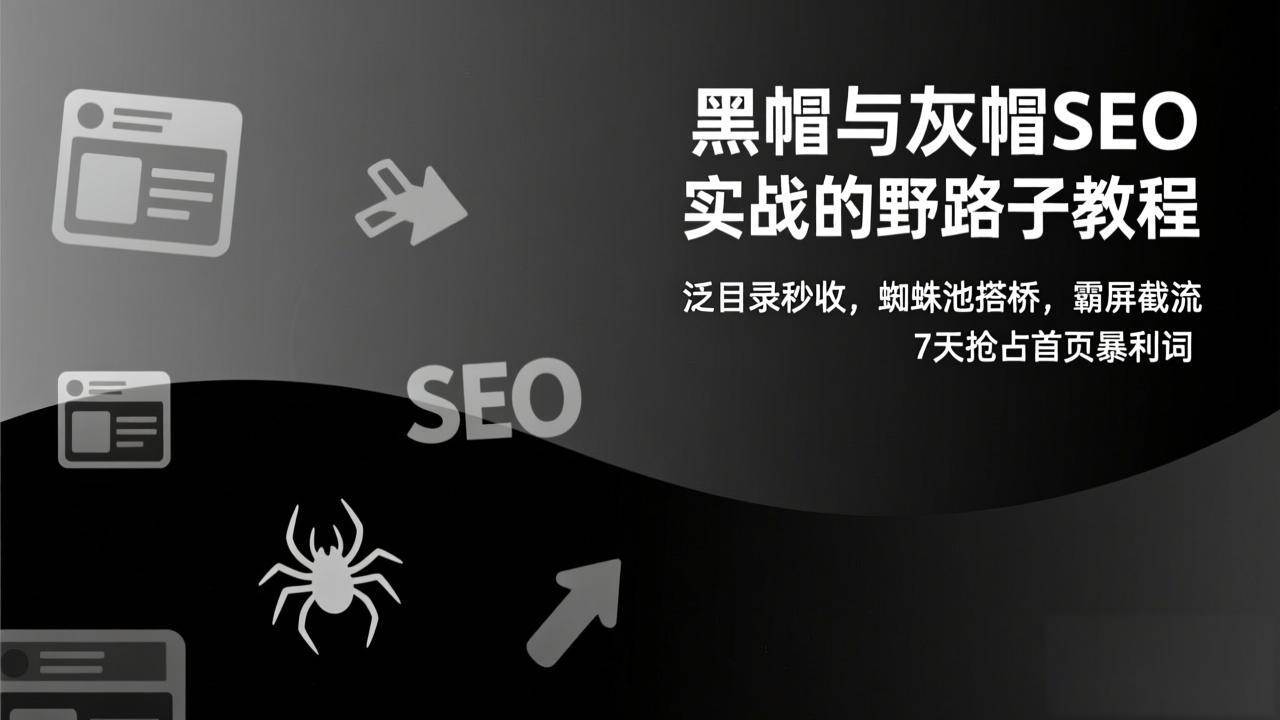 （17125期）黑帽与灰帽SEO实战的野路子教程：泛目录秒收，蜘蛛池搭桥，霸屏截流，7天抢占首页暴利词_菜菜笔记