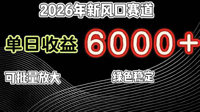 （17135期）2026年新风口赛道，当日6000+以上，可批量放大，月收入20万+，长期绿色稳定的项目_菜菜笔记
