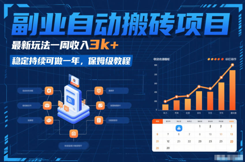 副业自动搬砖项目，最新玩法一周收入3k+，稳定持续可做一年，保姆级教程【揭秘】_菜菜笔记