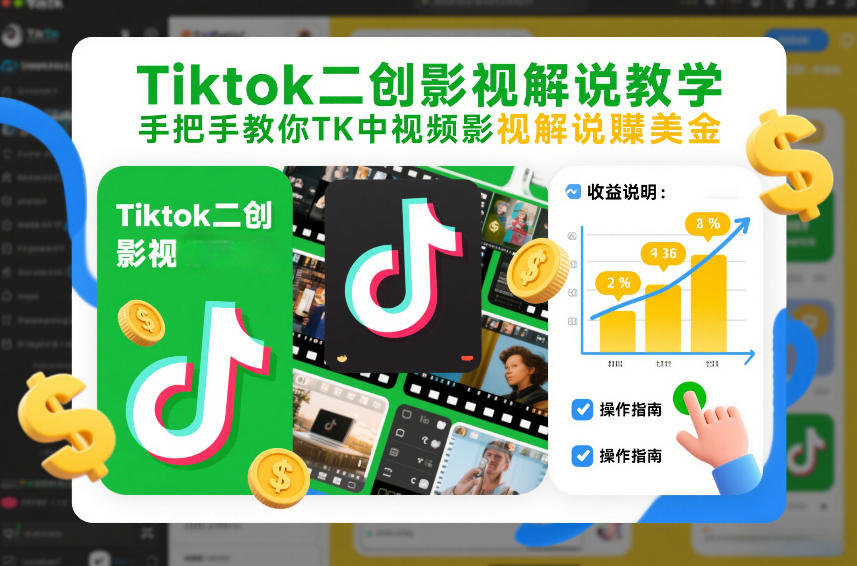Tiktok二创影视解说教学，手把手教你TK中视频影视解说賺美金（更新26年1月）_菜菜笔记