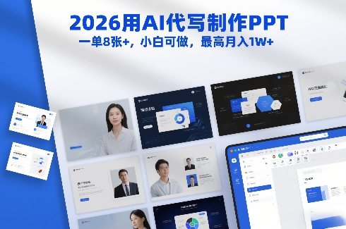 2026用AI代写制作PPT，一单8张+，小白可做，最高月入1W+_菜菜笔记
